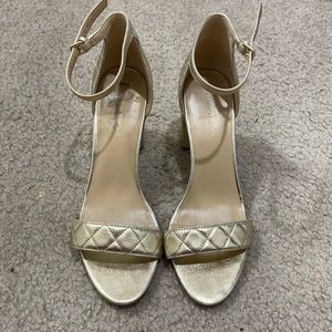Woman’s Mark Fisher Gold Block Heels